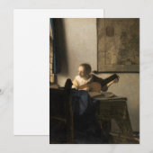 Johannes Vermeer - Young Woman met een Lute Kaart (Voorkant / Achterkant)