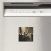 Johannes Vermeer - Young Woman met een Lute Magneet (Insitu (Vaatwasser))