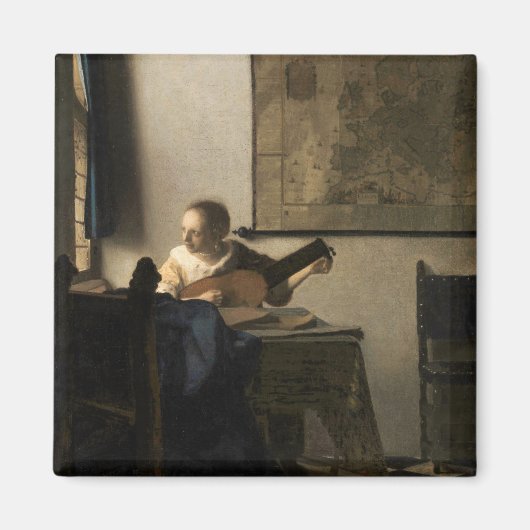 Johannes Vermeer - Young Woman met een Lute Magneet (Voorkant)