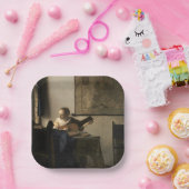 Johannes Vermeer - Young Woman met een Lute Papieren Bordje (Feest)