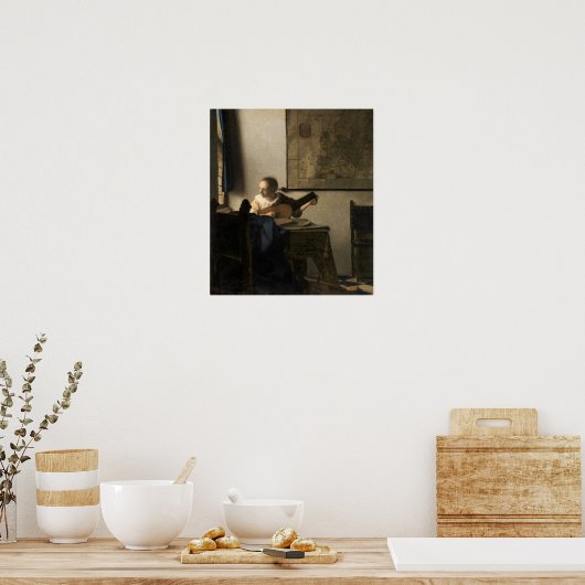 Johannes Vermeer - Young Woman met een Lute Poster (Keuken)