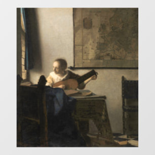 Johannes Vermeer - Young Woman met een Lute Raamsticker