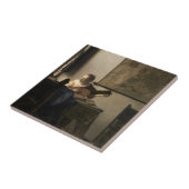 Johannes Vermeer - Young Woman met een Lute Tegeltje (Zijkant)