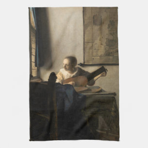 Johannes Vermeer - Young Woman met een Lute Theedoek