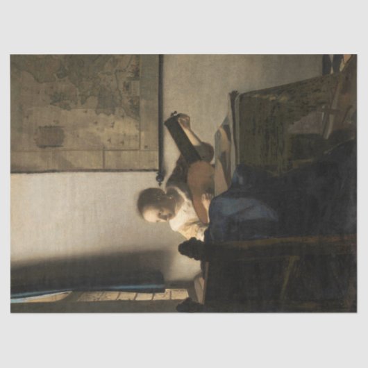 Johannes Vermeer - Young Woman met een Lute Tissuepapier (Voorkant)