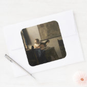 Johannes Vermeer - Young Woman met een Lute Vierkante Sticker (Envelop)