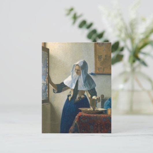 Johannes Vermeer Young Woman met een waterpitcher Briefkaart (Staand voorkant)
