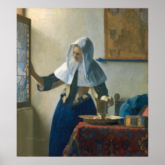 Johannes Vermeer Young Woman met een waterpitcher Poster (Voorkant)