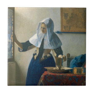 Johannes Vermeer Young Woman met een waterpitcher Tegeltje