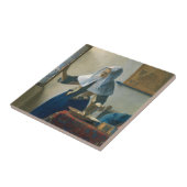 Johannes Vermeer Young Woman met een waterpitcher Tegeltje (Zijkant)