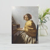Johannes Vermeer - Young Woman Seated at Virginal Bedankkaart (Staand voorkant)