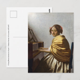 Johannes Vermeer - Young Woman Seated at Virginal Briefkaart
