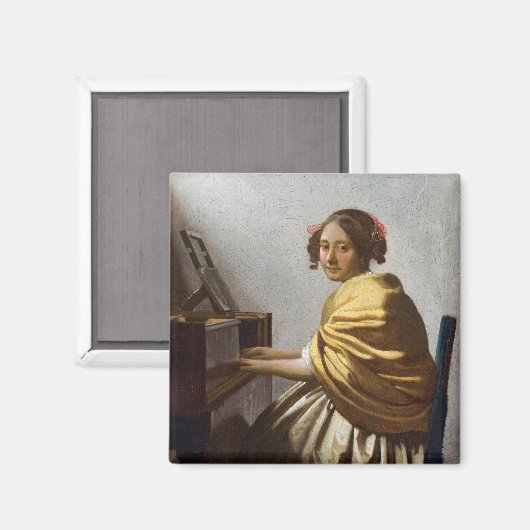 Johannes Vermeer - Young Woman Seated at Virginal Magneet (Voorkant / Achterkant)