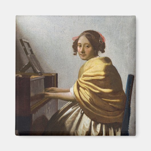 Johannes Vermeer - Young Woman Seated at Virginal Magneet (Voorkant)