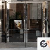 Johannes Vermeer - Young Woman Seated at Virginal Raamsticker (Kantoordeur)