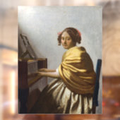 Johannes Vermeer - Young Woman Seated at Virginal Raamsticker (Vel 2)