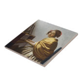Johannes Vermeer - Young Woman Seated at Virginal Tegeltje (Zijkant)