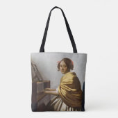 Johannes Vermeer - Young Woman Seated at Virginal Tote Bag (Achterkant)
