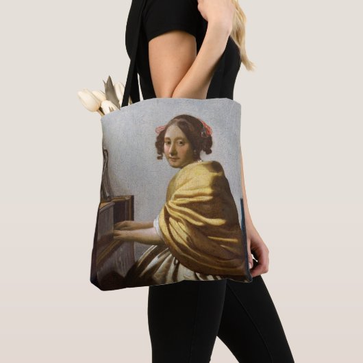 Johannes Vermeer - Young Woman Seated at Virginal Tote Bag (Dichtbij)