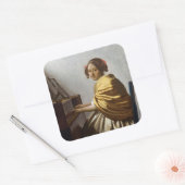 Johannes Vermeer - Young Woman Seated at Virginal Vierkante Sticker (Envelop)