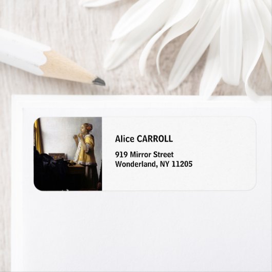 Johannes Vermeer - Young Woman with Pearl Ketting Etiket (Insitu)