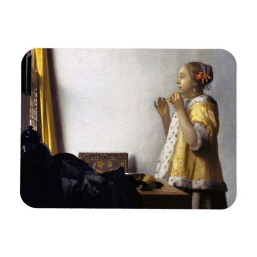 Johannes Vermeer - Young Woman with Pearl Ketting Magneet (Horizontaal)