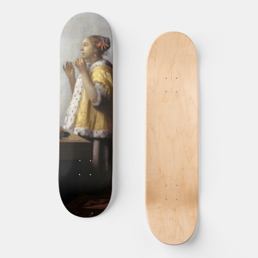 Johannes Vermeer - Young Woman with Pearl Ketting Persoonlijk Skateboard (Voorkant)
