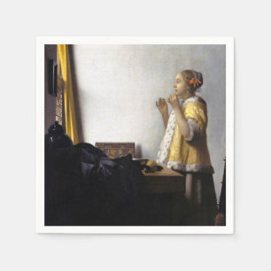 Johannes Vermeer - Young Woman with Pearl Ketting Servet