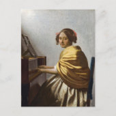 Johannes Vermeer - Zittende jonge vrouw aan het kl Briefkaart (Voorkant)