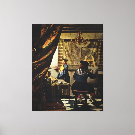 Johannes Vermeer's Kunst van schilderen ongeveer 1 Canvas Afdruk (Voorkant)