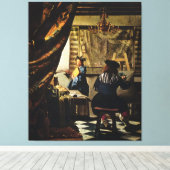 Johannes Vermeer's Kunst van schilderen ongeveer 1 Canvas Afdruk (Insitu (Houten vloer))