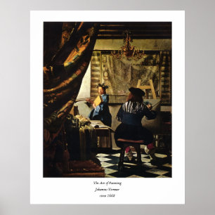Johannes Vermeer's Kunst van schilderen ongeveer 1 Poster