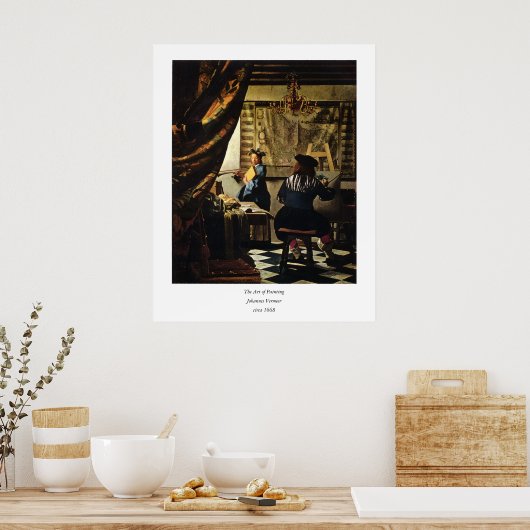Johannes Vermeer's Kunst van schilderen ongeveer 1 Poster (Keuken)