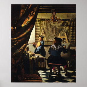 Johannes Vermeer's Kunst van schilderen ongeveer 1 Poster