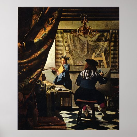 Johannes Vermeer's Kunst van schilderen ongeveer 1 Poster (Voorkant)