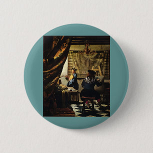 Johannes Vermeer's Kunst van schilderen ongeveer 1 Ronde Button 5,7 Cm