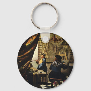 Johannes Vermeer's Kunst van schilderen ongeveer 1 Sleutelhanger