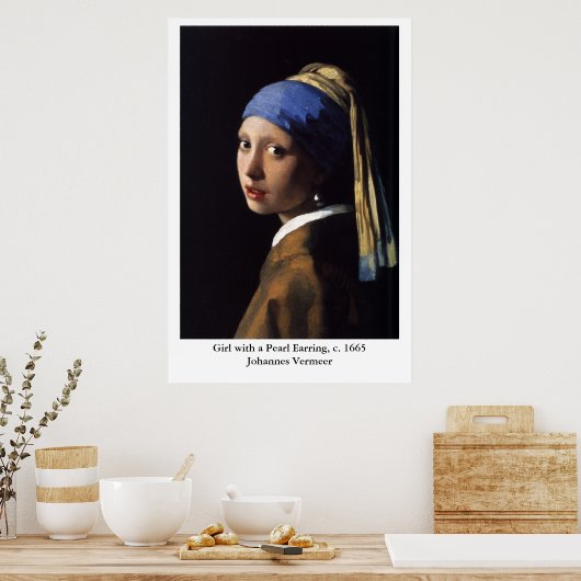 Johannes Vermeer's meisje met een pareltje Poster (Keuken)