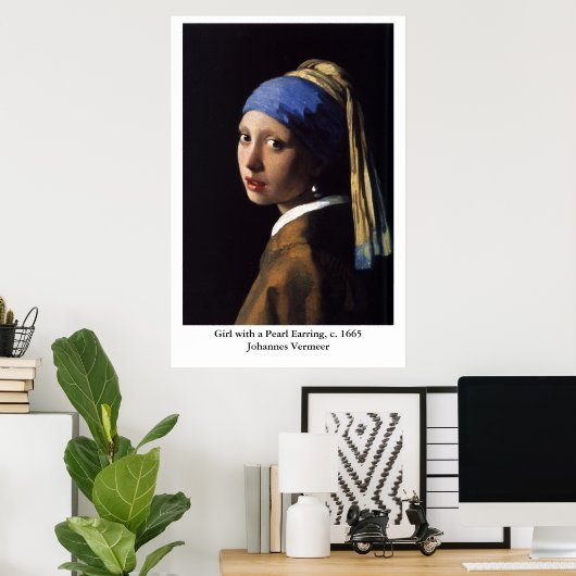 Johannes Vermeer's meisje met een pareltje Poster (Thuiskantoor)