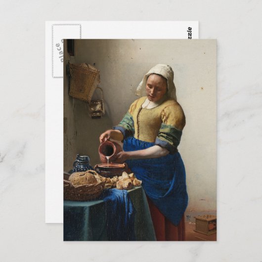 Johannes Vermeer's Milkmaid Briefkaart (Voorkant / Achterkant)