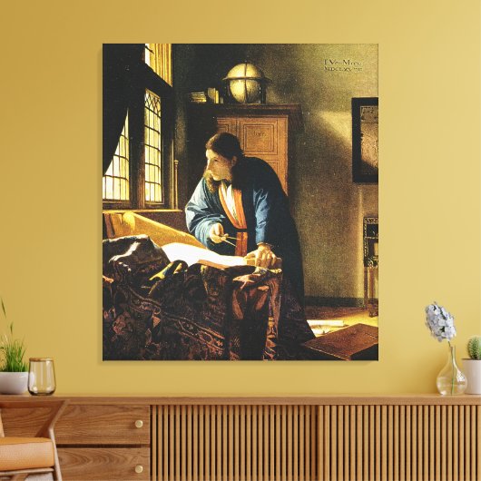 Johannes Vermeer's The Geographer (ongeveer 1669) Canvas Afdruk (Insitu (Woonkamer))