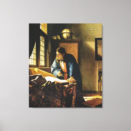 Johannes Vermeer's The Geographer (ongeveer 1669) Canvas Afdruk (Voorkant)