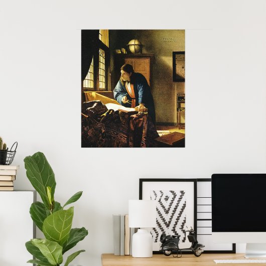 Johannes Vermeer's The Geographer (ongeveer 1669) Poster (Thuiskantoor)