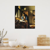 Johannes Vermeer's The Geographer (ongeveer 1669) Poster (Keuken)