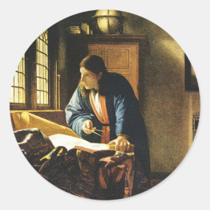 Johannes Vermeer's The Geographer (ongeveer 1669) Ronde Sticker
