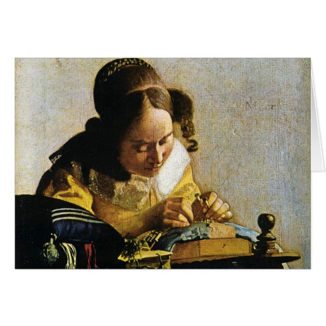 Johannes Vermeer's The Lacemaker (ongeveer 1670) (Voorkant Horizontaal)