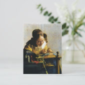 Johannes Vermeer's The Lacemaker (ongeveer 1670) Briefkaart (Staand voorkant)