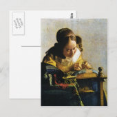 Johannes Vermeer's The Lacemaker (ongeveer 1670) Briefkaart (Voorkant / Achterkant)