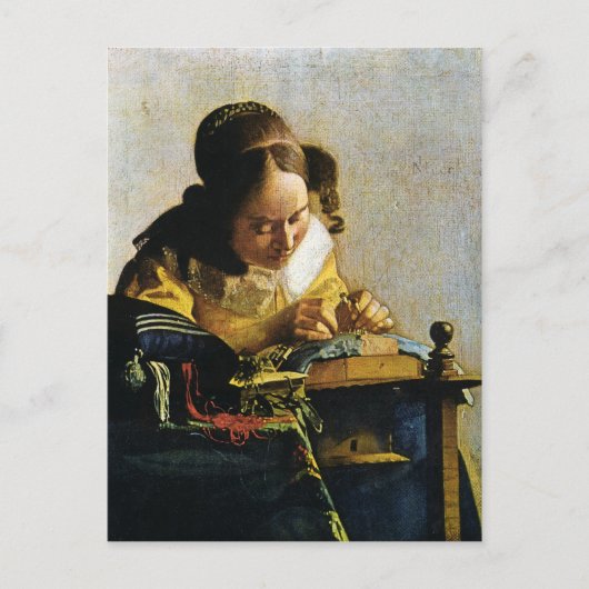 Johannes Vermeer's The Lacemaker (ongeveer 1670) Briefkaart (Voorkant)