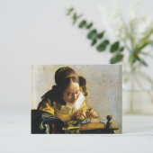 Johannes Vermeer's The Lacemaker (ongeveer 1670) Briefkaart (Staand voorkant)